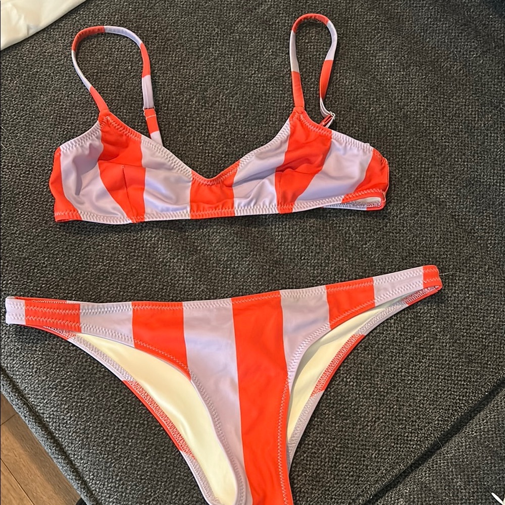 Solid & Striped Red and Lavender Bikini
